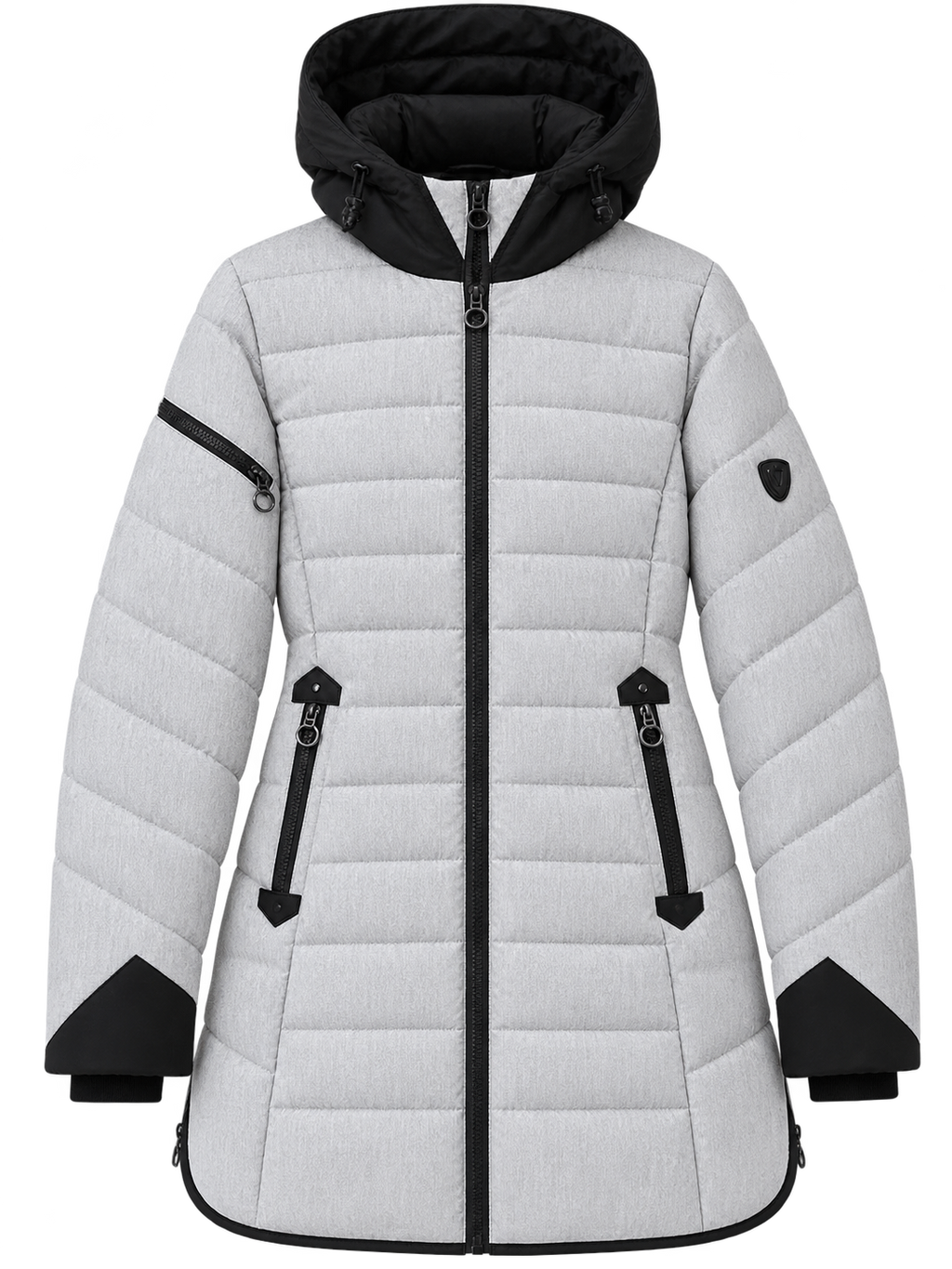 Parka Femme à Capuche – Gris Clair Chiné