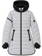 Parka Femme à Capuche – Gris Clair Chiné