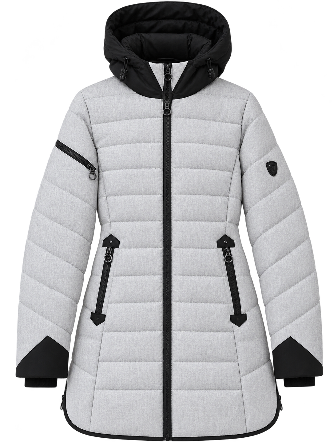 Parka Femme à Capuche – Gris Clair Chiné