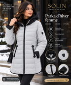 Parka Femme à Capuche – Gris Clair Chiné