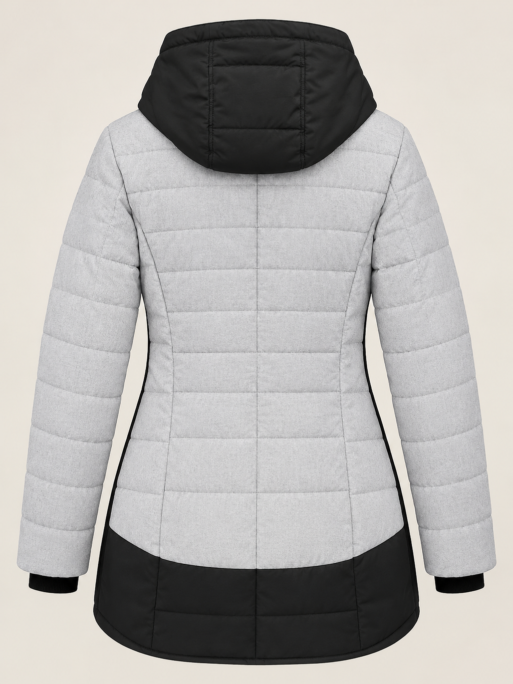 Parka Femme à Capuche – Gris Clair Chiné