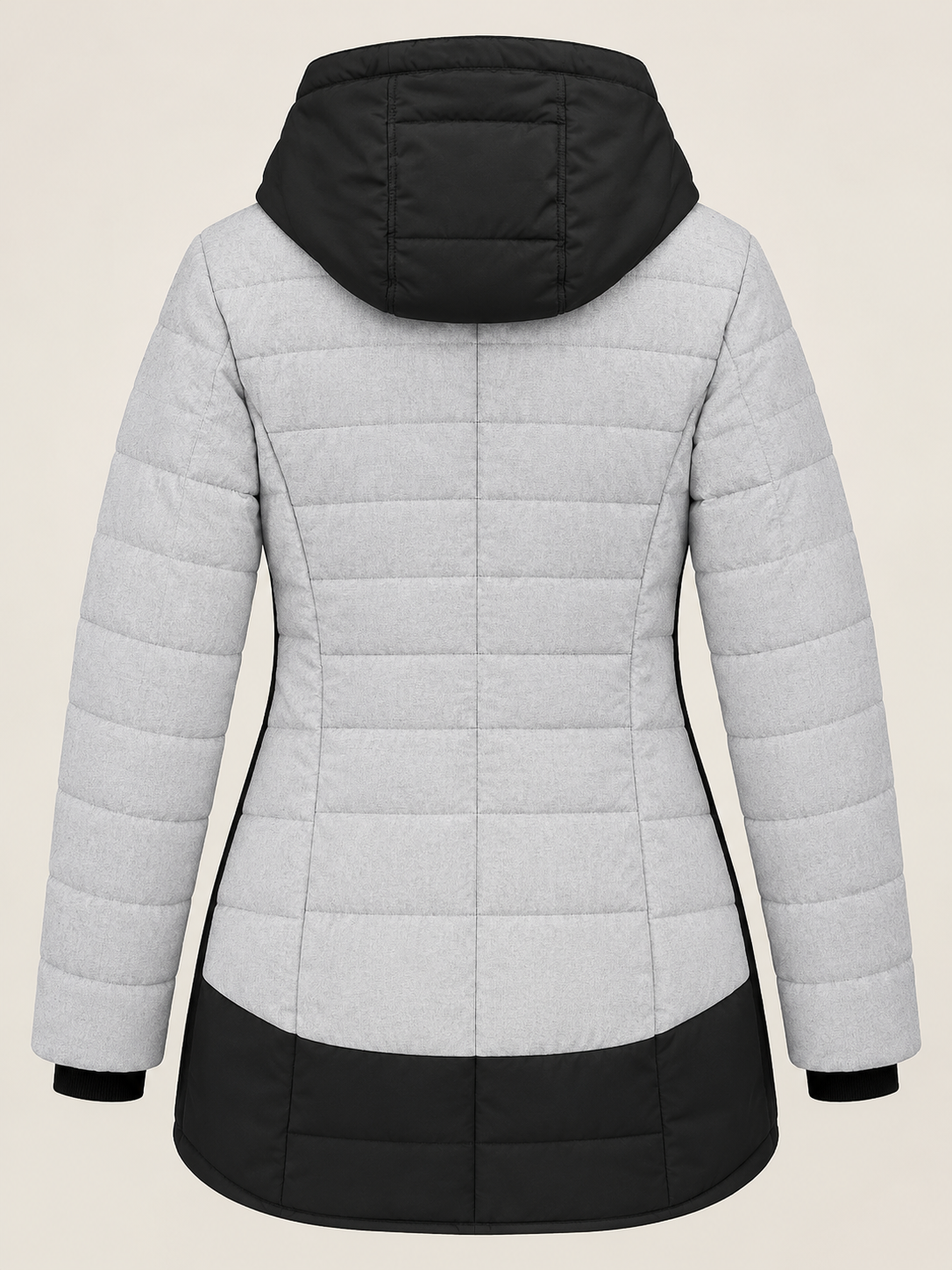 Parka Femme à Capuche – Gris Clair Chiné
