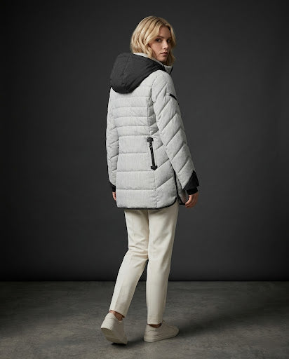 Parka Femme à Capuche – Gris Clair Chiné