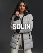 Parka Femme à Capuche – Gris Clair Chiné